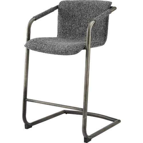 Indy Counter Stool in Dark Gray Fabric & Gray Steel (Set of 2)